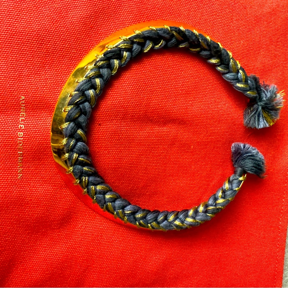Aurelie Bidermanm Grey woven gold plated choker necklace